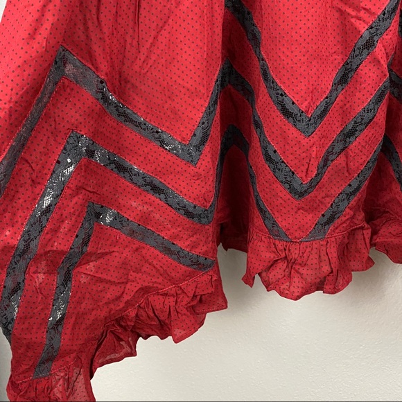 Free People • Red Voile Lace Slip Dress - Picture 3 of 5